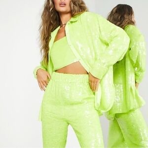 ASOS lime Green Sequin Blazer jacket